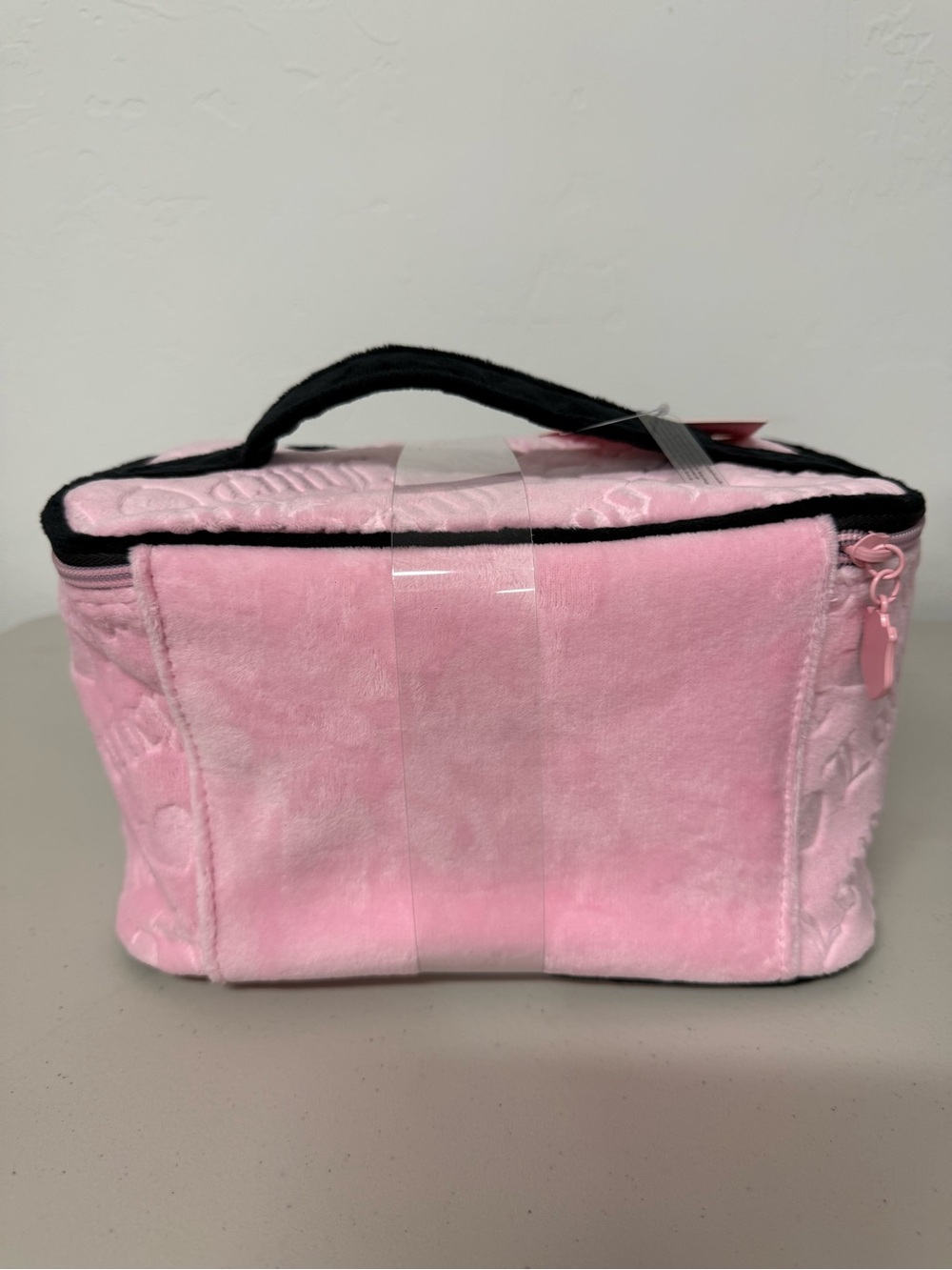 Juicy Couture Pink Cosmetic Case Travel Bags 3D Velour Embroidered Logo - Picture 7 of 13